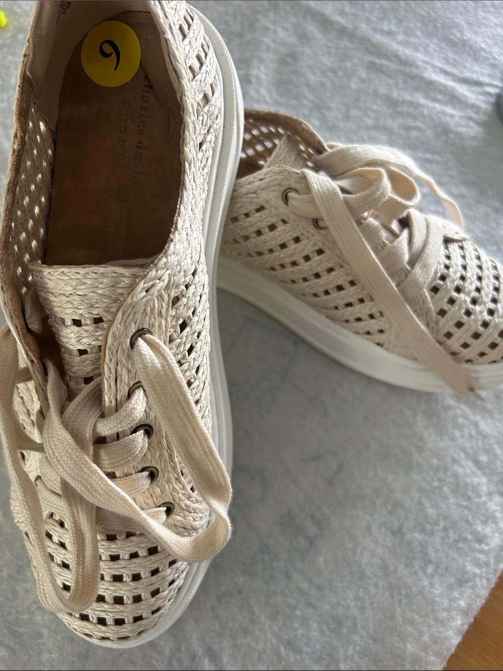 Charles David Women's Woven Lace-Up Sneakers in Light Beige